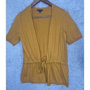 Gap Cardigan Womens Size M Orange Silk Blend Short Sleeve Tie Front‎ Sweater